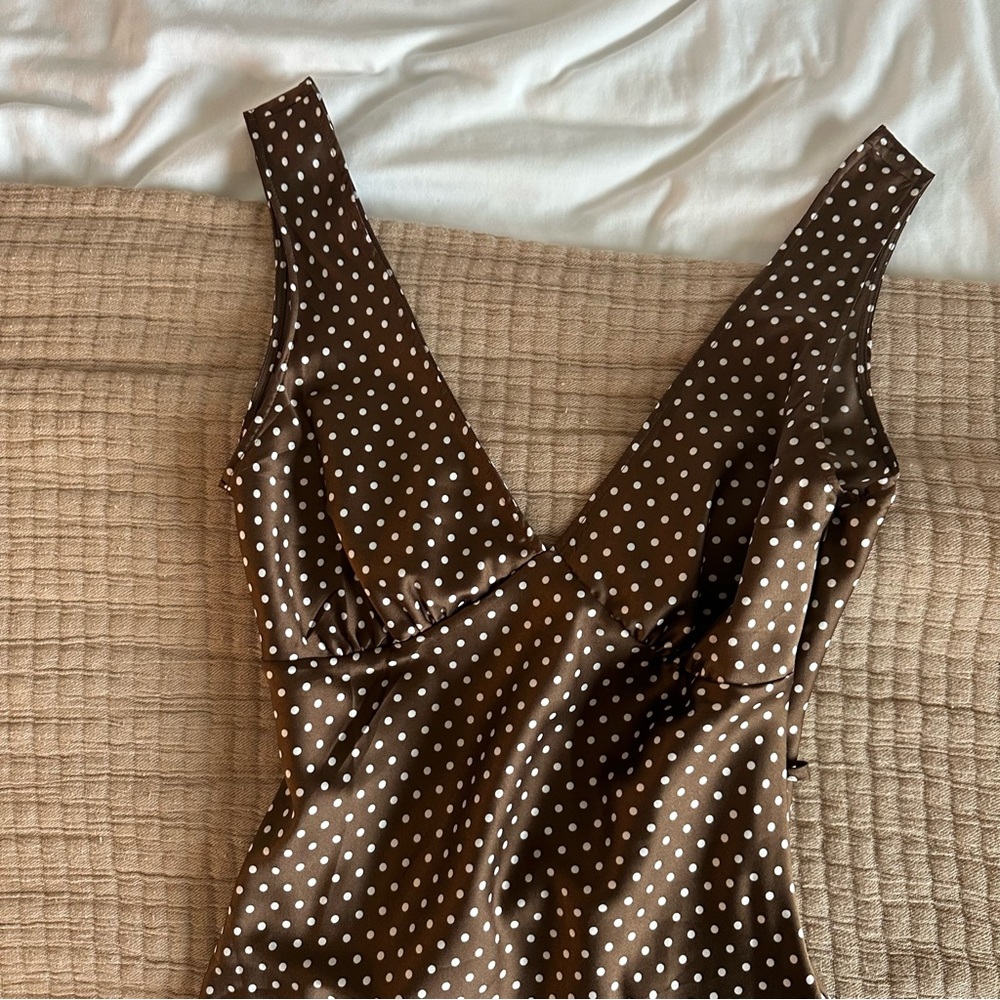 Frankie's Bikinis Brown Polka Dot Mini Dress - Picture 2 of 3